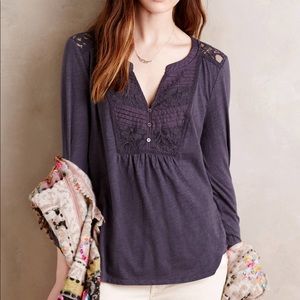 Anthropologie Anona Lace Bib Tee